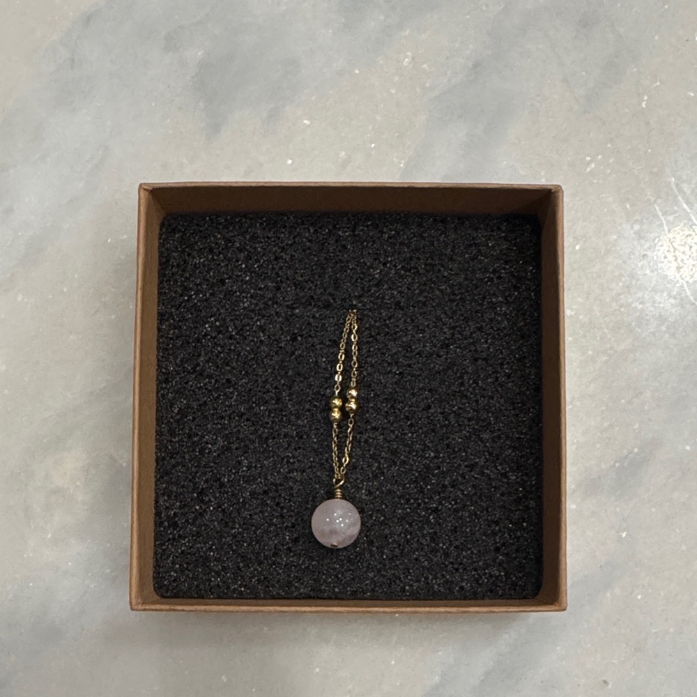 Elegant Rose Gold Plated Necklace with Pink Quartzite stone
